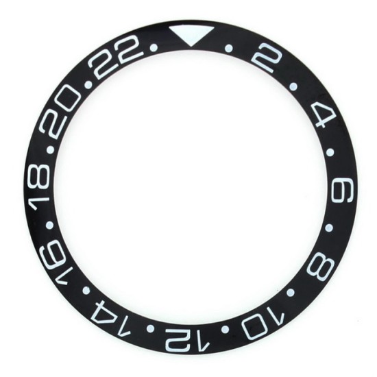 BLACK WITH WHITE NUMBERS CERAMIC BEZEL FOR GMT II MASTER WATCH