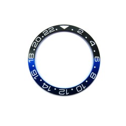 BLACK & BLUE WITH WHITE NUMBERS IMITATION SS BEZEL FOR GMT II MASTER WATCH