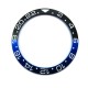 BLACK & BLUE WITH WHITE NUMBERS IMITATION SS BEZEL FOR GMT II MASTER WATCH