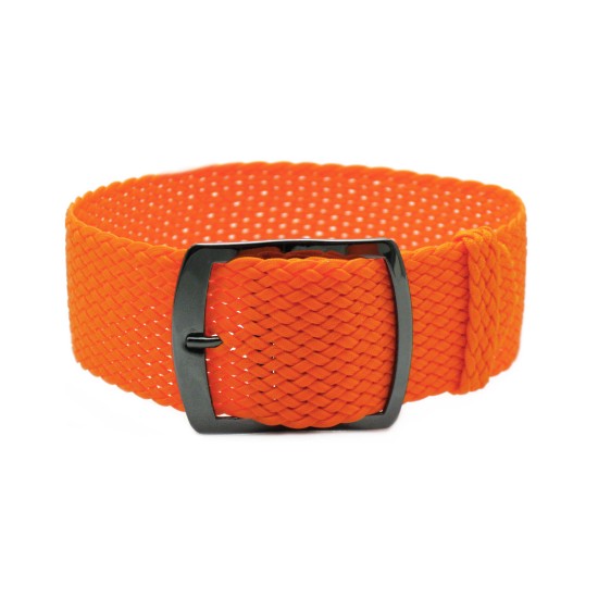 HNS 22MM Orange Perlon Braided Woven Strap With PVD Coated Stainless Steel Buckle
