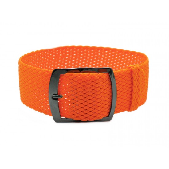 HNS 22MM Orange Perlon Braided Woven Strap With PVD Coated Stainless Steel Buckle