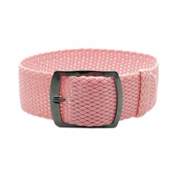 HNS 22MM Pink Perlon Braided Woven Strap With PVD Coated Stainless Steel Buckle