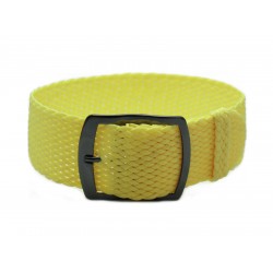 HNS 22MM Light Yellow Perlon Braided Woven Strap With PVD Coated Stainless Steel Buckle