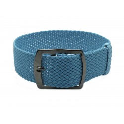 HNS 22MM Grey Blue Perlon Braided Woven Strap With PVD Coated Stainless Steel Buckle