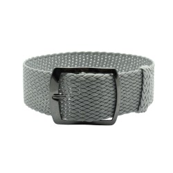 HNS 22MM Grey Perlon Braided Woven Watch Strap With PVD coated Stainless Steel Buckle