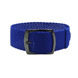 HNS 22MM Blue Perlon Braided Woven Watch Strap With PVD coated Stainless Steel Buckle