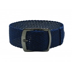 HNS 22MM Navy Perlon Braided Woven Watch Strap With PVD coated Stainless Steel Buckle