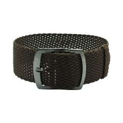 HNS 22MM Coffee Perlon Braided Woven Watch Strap With PVD coated Stainless Steel Buckle