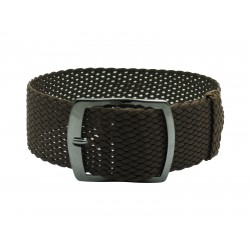 HNS 22MM Coffee Perlon Braided Woven Watch Strap With PVD coated Stainless Steel Buckle