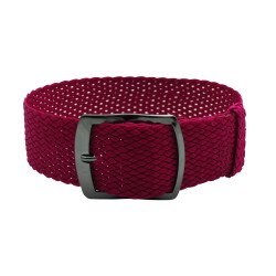HNS 22MM Rose Red Perlon Braided Woven Watch Strap With PVD coated Adjustable Buckle