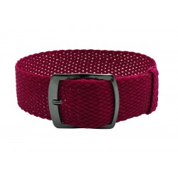 HNS 22MM Rose Red Perlon Braided Woven Watch Strap With PVD coated Adjustable Buckle