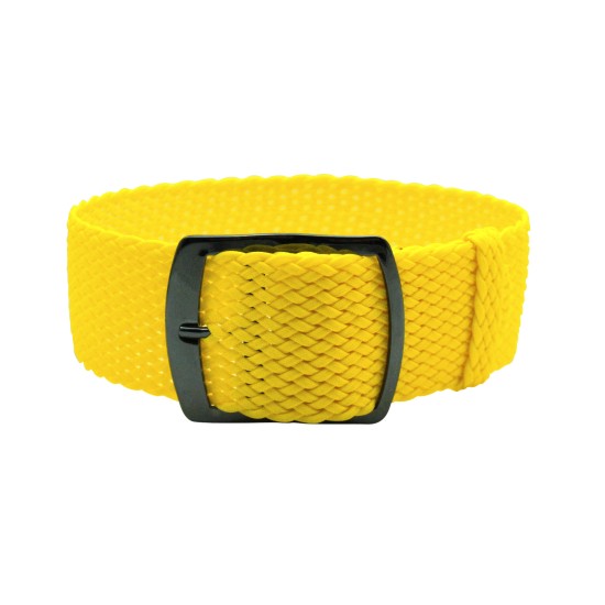 HNS 22MM Yellow Perlon Braided Woven Watch Strap With PVD Coated Adjustable Buckle