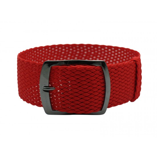 HNS 22MM Red Perlon Braided Woven Watch Strap With PVD coated Adjustable Buckle