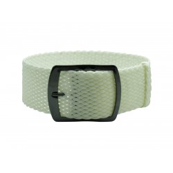 HNS 22MM White Perlon Braided Woven Watch Strap With PVD Coated Adjustable Buckle