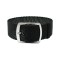 HNS 22MM Black Perlon Braided Woven Strap With Brushed Stainless Steel Buckle