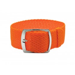 HNS 22MM Orange Perlon Braided Woven Strap With Brushed Stainless Steel Buckle