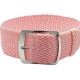 HNS 22MM Pink Perlon  Braided Woven Strap With Brushed Stainless Steel Buckle