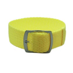 HNS 22MM Light Yellow Perlon Braided Woven Strap With Brushed Stainless Steel Buckle