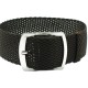 HNS 22MM Dark Brown Perlon Braided Woven Strap With Brushed Stainless Steel Buckle