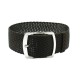 HNS 22MM Dark Brown Perlon Braided Woven Strap With Brushed Stainless Steel Buckle