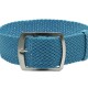HNS 22MM Grey Blue Perlon Braided Woven Strap With Brushed Stainless Steel Buckle