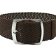 HNS 22MM Coffee Perlon Braided Woven Watch Strap With Brushed Stainless Steel Buckle