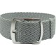 HNS 22MM Grey Perlon Braided Woven Watch Strap With Brushed Stainless Steel Buckle