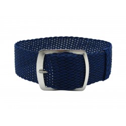 HNS 22MM Navy Perlon Tropic Braided Woven Watch Strap With Brushed Stainless Steel Buckle
