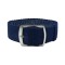 HNS 22MM Navy Perlon Tropic Braided Woven Watch Strap With Brushed Stainless Steel Buckle