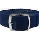 HNS 22MM Navy Perlon Tropic Braided Woven Watch Strap With Brushed Stainless Steel Buckle