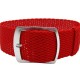 HNS 22MM Red Perlon Braided Woven Watch Strap With Brushed Stainless Steel Buckle