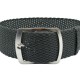 HNS 22MM Dark Grey Perlon  Braided Woven Watch Strap With Brushed Stainless Steel Buckle
