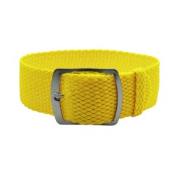 HNS 22MM Yellow Perlon Braided Woven Watch Strap With Brushed Adjustable Buckle
