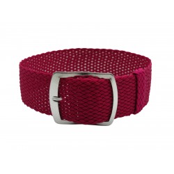 HNS 22MM Rose Red Perlon Braided Woven Watch Strap With Brushed Adjustable Buckle