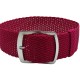 HNS 22MM Rose Red Perlon Braided Woven Watch Strap With Brushed Adjustable Buckle