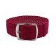HNS 22MM Rose Red Perlon Braided Woven Watch Strap With Brushed Adjustable Buckle