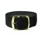 HNS 22MM Black Perlon Braided Woven Strap With Gold Brushed Stainless Steel Buckle