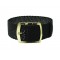 HNS 22MM Black Perlon Braided Woven Strap With Gold Brushed Stainless Steel Buckle