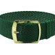 HNS 22MM Green Perlon Braided Woven Strap With Gold Brushed Stainless Steel Buckle