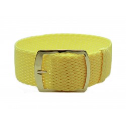 HNS 22MM Light Yellow Perlon Braided Woven Strap With Gold Brushed Stainless Steel Buckle