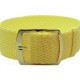 HNS 22MM Light Yellow Perlon Braided Woven Strap With Gold Brushed Stainless Steel Buckle