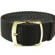HNS 22MM Dark Brown Perlon Braided Woven Strap With Gold Brushed Stainless Steel Buckle