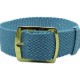 HNS 22MM Grey Blue Perlon Braided Woven Strap With Gold Brushed Stainless Steel Buckle