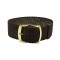 HNS 22MM Coffee Perlon Braided Woven Watch Strap With Gold Brushed Stainless Steel Buckle