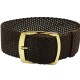 HNS 22MM Coffee Perlon Braided Woven Watch Strap With Gold Brushed Stainless Steel Buckle