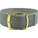 HNS 22MM Grey Perlon Braided Woven Watch Strap With Gold Brushed Stainless Steel Buckle