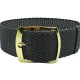 HNS 22MM Dark Grey Perlon Braided Woven Watch Strap With Gold Brushed Stainless Steel Buckle