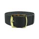 HNS 22MM Dark Grey Perlon Braided Woven Watch Strap With Gold Brushed Stainless Steel Buckle