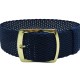 HNS 22MM Navy Perlon Braided Woven Watch Strap With Gold Brushed Stainless Steel Buckle