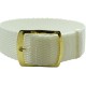 HNS 22MM White Perlon Braided Woven Watch Strap With Gold Brushed Adjustable Buckle
